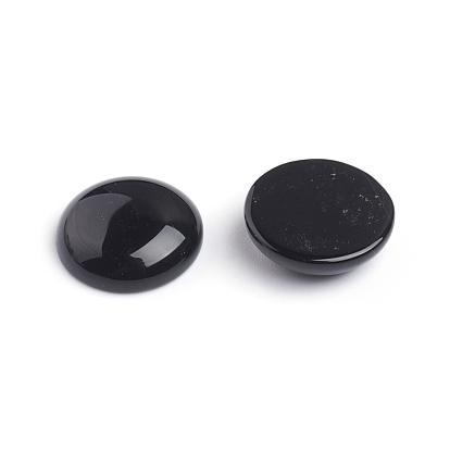 Natural Black Agate Cabochons, Dyed & Heated, Half Round