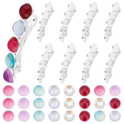 DIY Alligator Hair Clip Making Kit, Including Glass Half Round/Dome Cabochons, Iron Alligator Hair Clip Findings