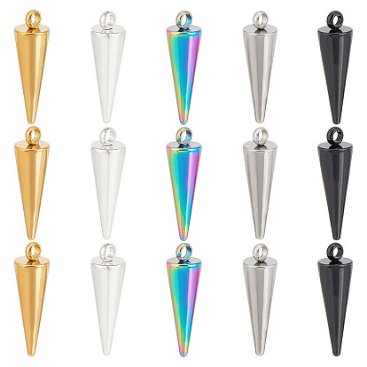 25 шт. 5 цвета 304 подвески из нержавеющей стали, шип / конус