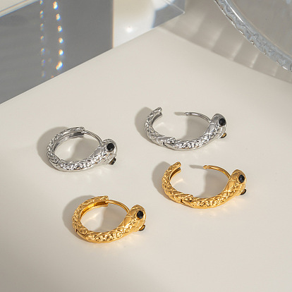 Элегантные серьги-кольца из нержавеющей стали в форме змеи, со стразами