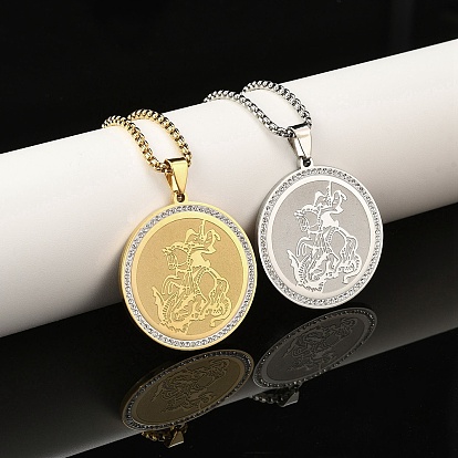 201 ожерелья из нержавеющей стали со стразами для женщин, плоско-круглые