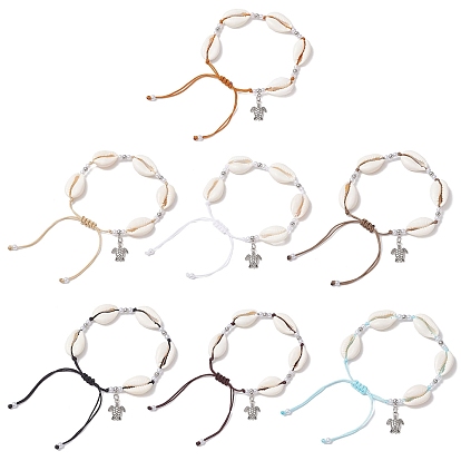 Браслеты с подвесками в виде черепахи из сплава, Браслеты из искусственного жемчуга и натуральных ракушек каури для женщин