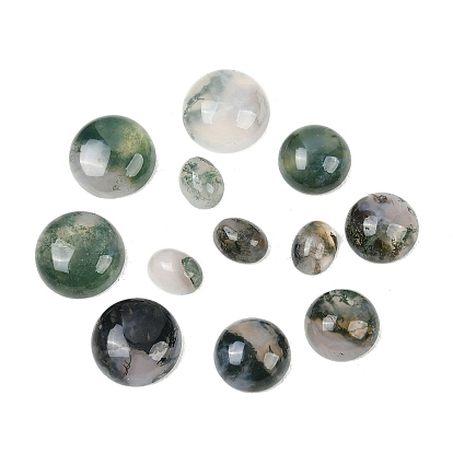 Природные моховой агат кабошонов, полукруглый/овальный