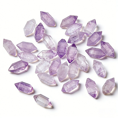30 Stück natürlicher Amethyst, doppelendige Spitzen, kein Loch, Heilstein, facettiert, Kugelform