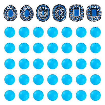 56 piezas 4 estilos perlas de silicona, Cuentas de goma espaciadoras sueltas para suministros de bricolaje, joyería y llaveros., formas mixtas
