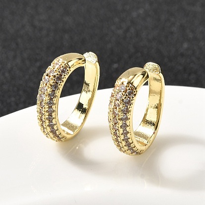 Латунные серьги-каффы с микропаве из прозрачных кубических цирконий, долговечный, без кадмия и без свинца