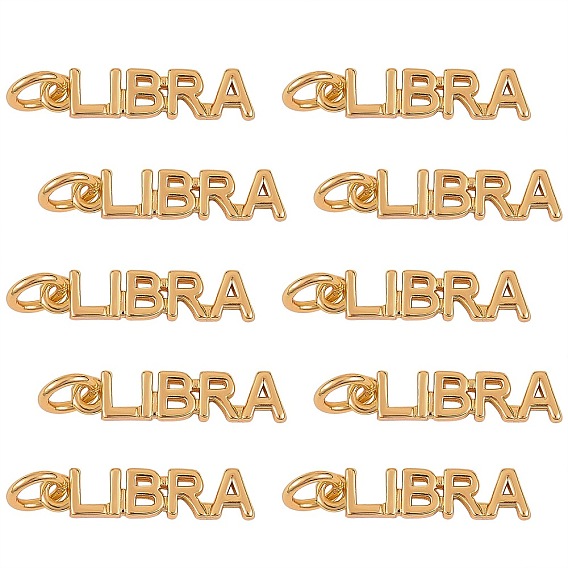 10 латунные подвески шт., с прыжковых колец, долговечный, знак созвездия / зодиака, золотые