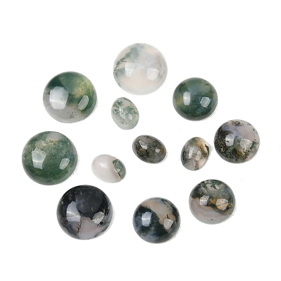 Природные моховой агат кабошонов, полукруглый/овальный