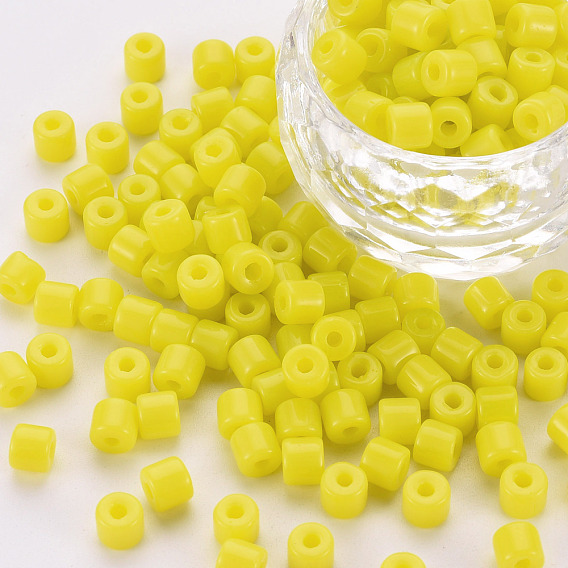 Opaque Glass Bugle Beads, Round Hole