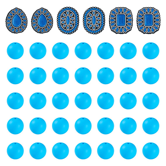 56 pcs 4 styles perles de silicone, Perles d'espacement en caoutchouc pour la fabrication de bijoux et porte-clés., formes mixtes