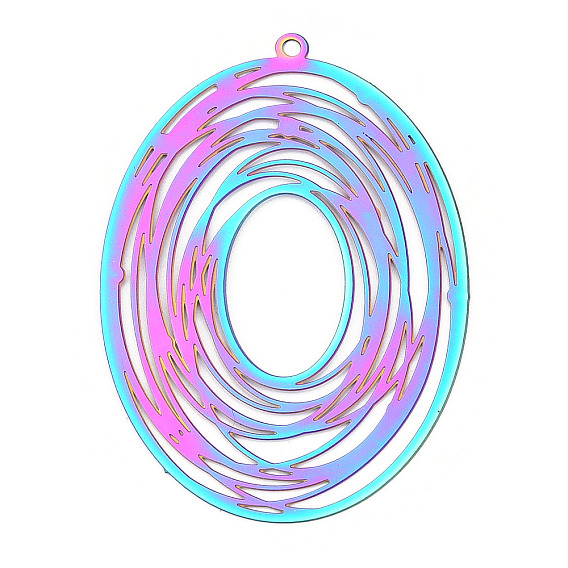 201 из нержавеющей стали большие кулоны, гравированные металлические украшения, овальные амулеты