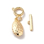 Real 18K Gold Plated Brass Micro Pave Clear Cubic Zirconia Toggle Clasps, with Natural Shell, Irregular Oval
