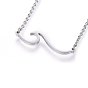 304 Stainless Steel Pendant Necklaces, with Cable Chains and Lobster Claw Clasps, Wave