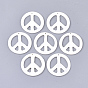 Freshwater Shell Pendants, Flat Round with Peace Sign