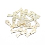 2-Hole Brass Buttons, Long-Lasting Plated, Fish, Textured, Real 14K Gold Plated
