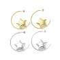 Ion Plating(IP) 304 Stainless Steel Stud Earrings Hand Polished, Star