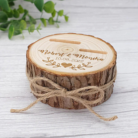 Customized Column Wooden Ring Holder, Jewelry Wedding Display Stand for Double Rings Storage