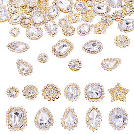 100 шт. пришивных стразов в форме капли/сердца/звезды, многорядные звенья из акрила и железа со стразами, золотые, разнообразные