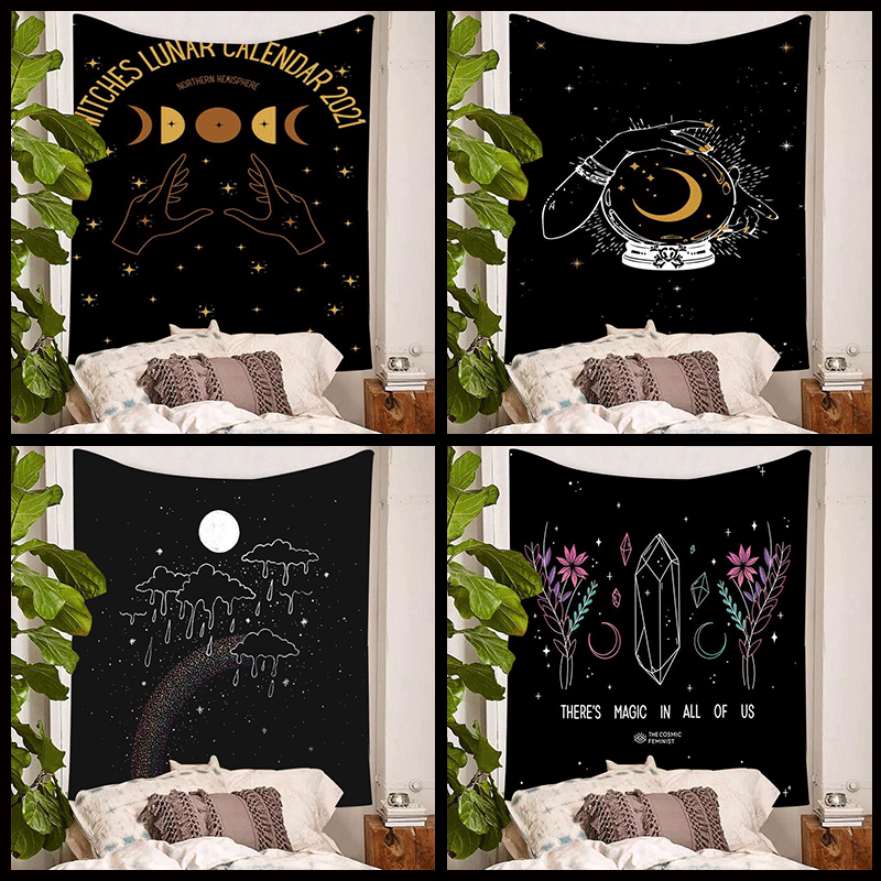 Tapestry Moon Sun Tapestry Hand Moon Print Home Background Decoration Fabric Beach Towel Cushion
