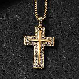 304 подвесные из нержавеющей стали ожерелья, с кубического циркония, крестик