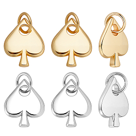 10 шт. 2 цвета латунные подвески, с целью перехода в кольце, без кадмия и без свинца, пиковая карта, сердце