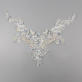 Аппликации на костюмы с цветочным узором и стразами, аппликации из бисера в форме буквы V