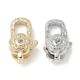 Латунный микро pave прозрачный кубический цирконий лобстер, без кадмия, без никеля и без свинца, цветок