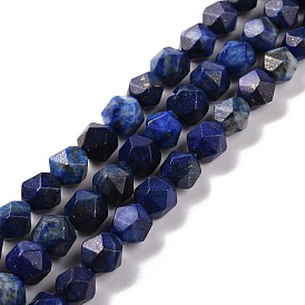 Hebras de cuentas de lapislázuli de piedras preciosas naturales facetadas, cuentas redondas con corte de estrella, teñido