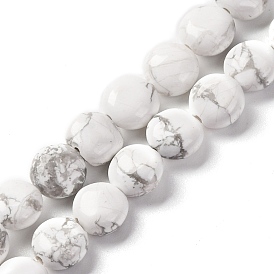 Natural Howlite Beads Strands, Flat Round