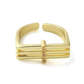 Open Brass with Cubic Zirconia Rings, Real 18K Gold Plated, Arch