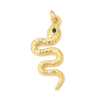 Латунные микро проложить кубического циркония подвески, с прыжковых колец, долговечный, змея, прозрачный и зеленый