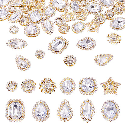 100 шт. пришивных стразов в форме капли/сердца/звезды, многорядные звенья из акрила и железа со стразами, золотые, разнообразные