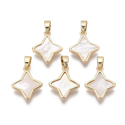 Латунные подвески, С пресноводной оболочкой, без никеля , реальный 18 k позолоченный, звезда