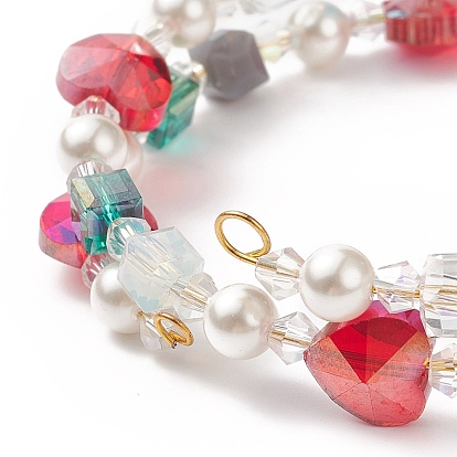 Glass Beads Three Loops Wrap Bracelets, Shell Pearl Bead Bracelet for Women