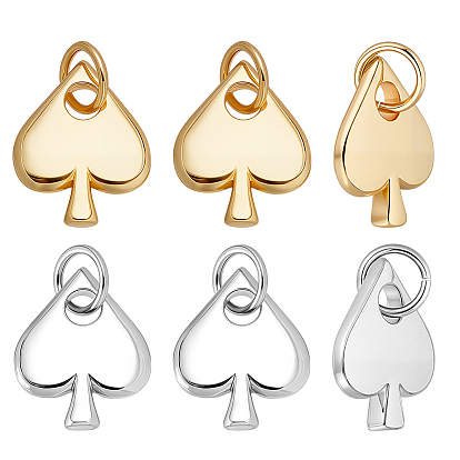 10 шт. 2 цвета латунные подвески, с целью перехода в кольце, без кадмия и без свинца, пиковая карта, сердце