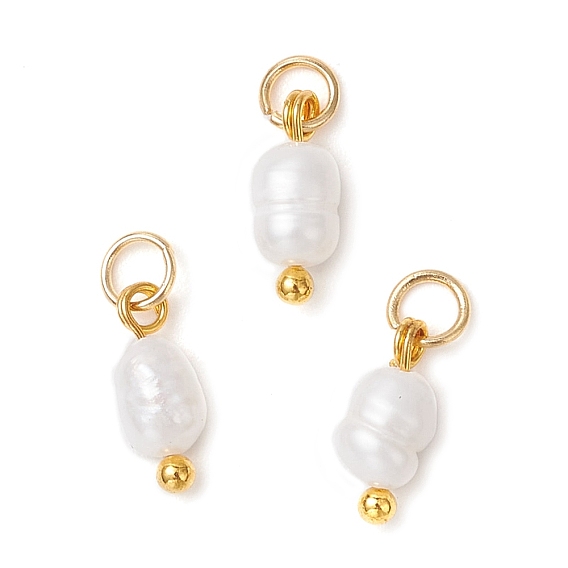 Подвески-картофелины из натурального пресноводного жемчуга с латунными соединительными кольцами, цветочный белый