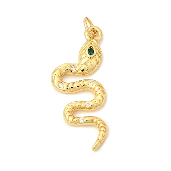 Латунные микро проложить кубического циркония подвески, с прыжковых колец, долговечный, змея, прозрачный и зеленый