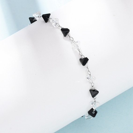 Браслеты из стеклянных треугольных бусин, 304 женские браслеты-цепочки из нержавеющей стали