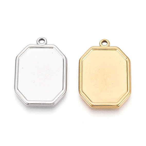 304 Настройки кабошон из нержавеющей стали кулон, многоугольник