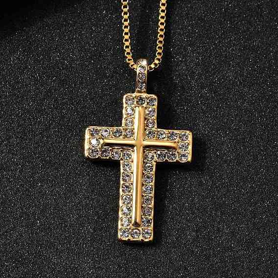 304 подвесные из нержавеющей стали ожерелья, с кубического циркония, крестик