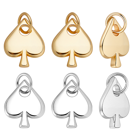 10 шт. 2 цвета латунные подвески, с целью перехода в кольце, без кадмия и без свинца, пиковая карта, сердце