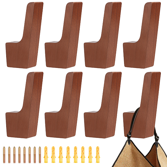 8Pcs Wooden Wall-mounted Coat Rack, with 8Pcs Iron Screws