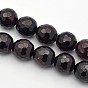 Natural Garnet Beads Strands, Faceted, Round