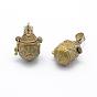 Brass Prayer Box Pendants, Lead Free & Cadmium Free & Nickel Free
