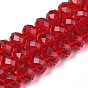 Transparent Glass Beads Strands, Faceted, Flat Round