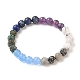 Round Natural & Synthetic Gemstone Beaded Stretch Bracelets