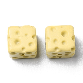 Perlas de imitación de comida de resina opaca, queso, por medio perforó perlas