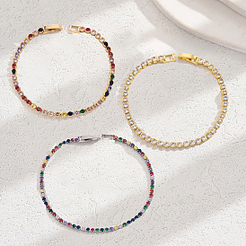 Минималистичные теннисные браслеты из латуни с паве из кубических цирконий для женщин