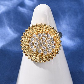 Открытые кольца манжеты из латуни с микропаве и кубическим цирконием, цветок, стойки покрытие, долговечный, без свинца и без кадмия