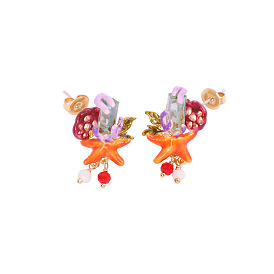 Designer Ocean Series Starfish Stud Earrings 925 Silver Needle No Pierced Ear Clips Available